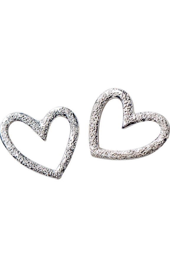 Hammered Sterling Silver Open Heart Stud Earring