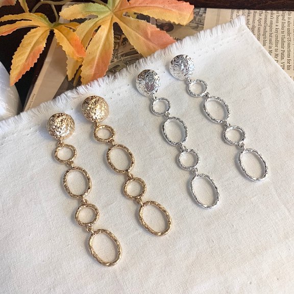 Hammered Tiered Circle Drop earrings