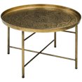 thumbnail image 1 of Hammered Tray Coffee Table, 24" Round, Gold, Metal, Bedroom, Living Room, Side - Stable & Classy Addition Round Table With Top, Vintage Metal Center For Gold Exquisite Craftsmanship, Quality, 1 of 5