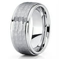 thumbnail image 1 of Hammered Tungsten Ring Silver Tungsten Wedding Band Brushed Gray Tungsten Ring 9mm Tungsten Carbide Ring Men & Women, 1 of 3