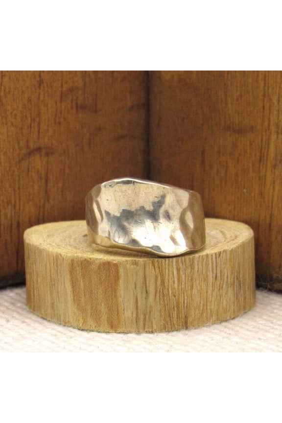 Hammered Wave Ring | 925 Sterling Silver Textured Band | Handmade Artisan Oxidized Silver Jewelry Size 8