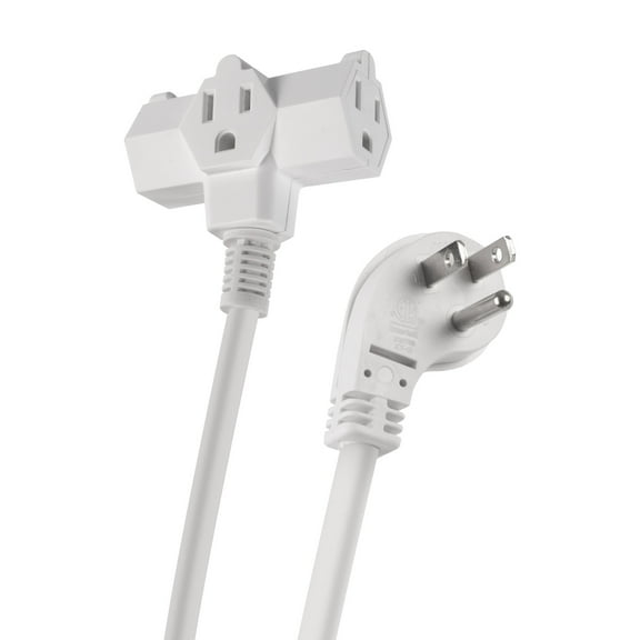 Hammerhead 3 Outlet Power Strip Plug Extender Solution, White, 1.5 ft.