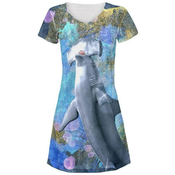 Hammerhead Distressed Splatter All Over Juniors V-Neck Dress