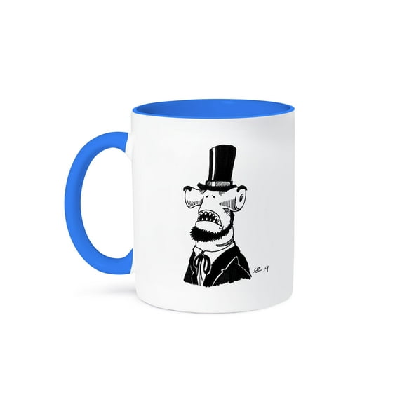 3drose, Hammerhead Lincoln Portrait, 15oz Two-tone Blue Mug