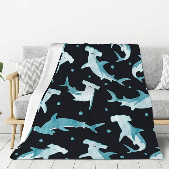 Hammerhead Shark Blanket Super Soft Fleece Throw Blanket Warm and Cozy Lightweight Bed Blanket for Couch, Sofa, Camping, and Travel All Season Blankets Gifts
