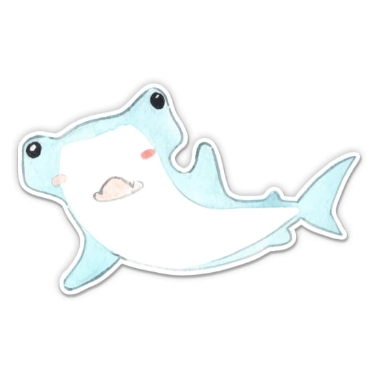 Hammerhead Shark Cute - 3" Vinyl Sticker - For Car Laptop Water Bottle Phone - Waterproof Decal