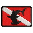 thumbnail image 1 of Hammerhead Shark Diving Flag Applique Multi-Color Embroidered Iron-On Patch - 3 Inch Medium, 1 of 5