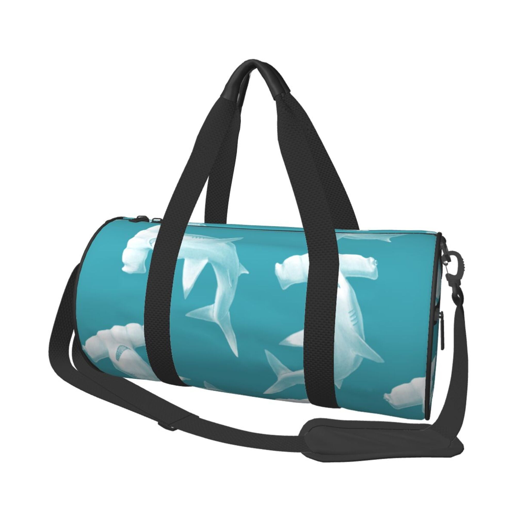 Hammerhead Shark On Blue Circular Canvas Travel Luggage Bag,Weekender
