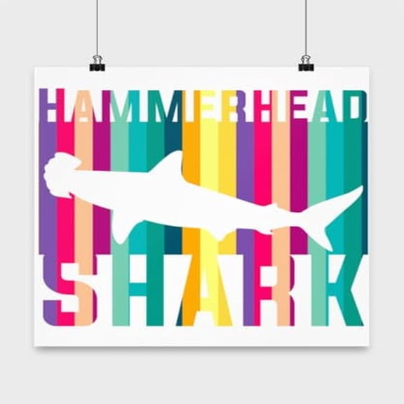 Hammerhead Shark Poster - 13x13in Marine Biology Wall Art Gift for Ocean Lovers