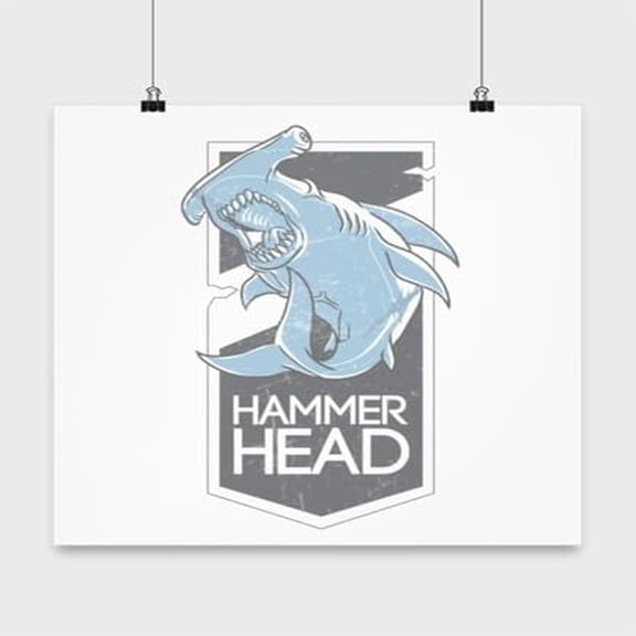 Hammerhead Shark Poster - 13x13in Marine Biology Wall Art Gift for Wildlife Lovers