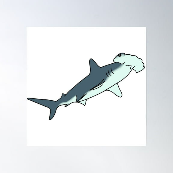 Hammerhead Shark Poster Wall Art, Modern Wall Decor For Living Room Bedroom, 24x36 UNFRAMED