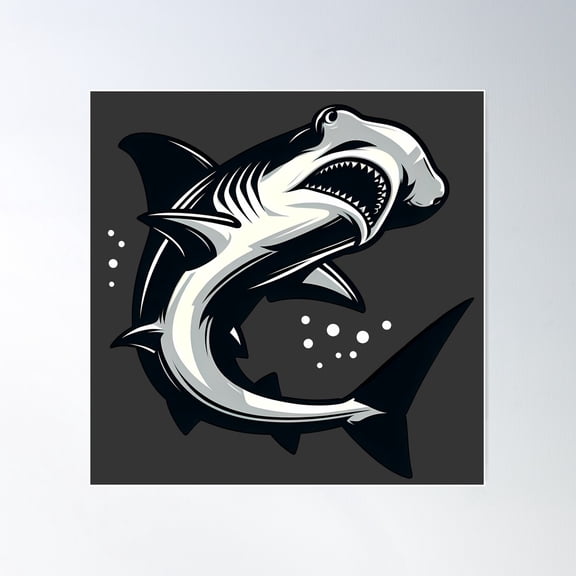 Hammerhead Shark Poster Wall Art, Modern Wall Decor For Living Room Bedroom, 30x30 UNFRAMED
