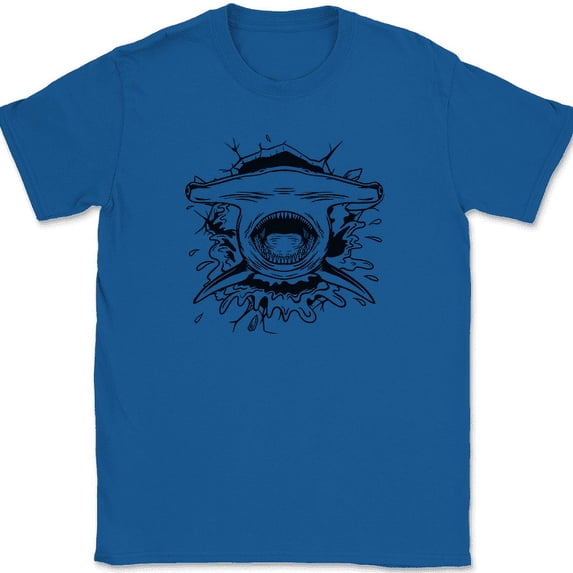 Hammerhead Shark Ripping T-Shirt Ocean Predator Funny Gift Tee - Royal Blue, 5XL