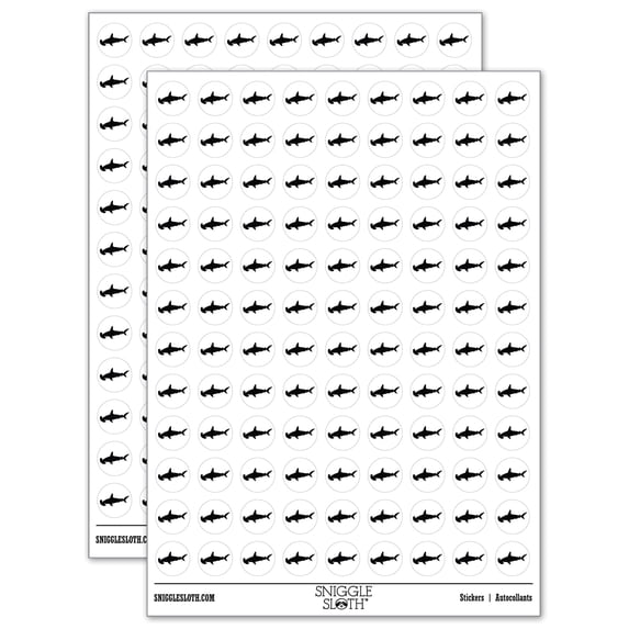 Hammerhead Shark Solid 200+ Round Stickers - White - Matte Finish - 0.50" Size