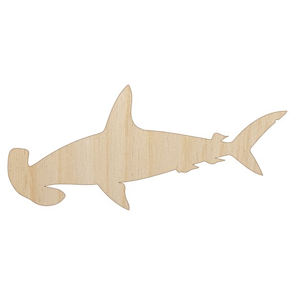 Hammerhead Shark Solid Wood Shape Unfinished Piece Cutout Craft DIY Projects - 4.70 Inch Size - 1/8 Inch Thick