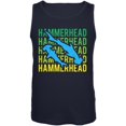 thumbnail image 1 of Hammerhead Shark Stacked Repeat Mens Tank Top Navy SM, 1 of 1