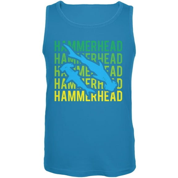 Hammerhead Shark Stacked Repeat Mens Tank Top Turquoise MD
