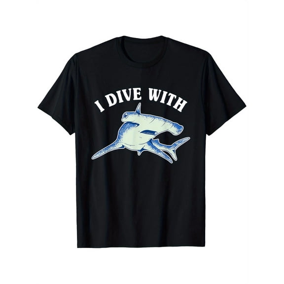 With Hammerhead Sharks Gift T-Shirt Shark T-shirt Cartoon Animal T-shirt 100% Pure Cotton gift for men women parents friends sons and daughters S-XXXL Black 180g Fabric Weight Casual Retro Top
