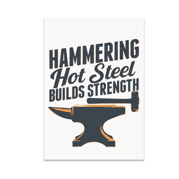 Hammering Hot Steel Builds Strength - Blacksmithing Enthusiast - 13x19 Poster Print