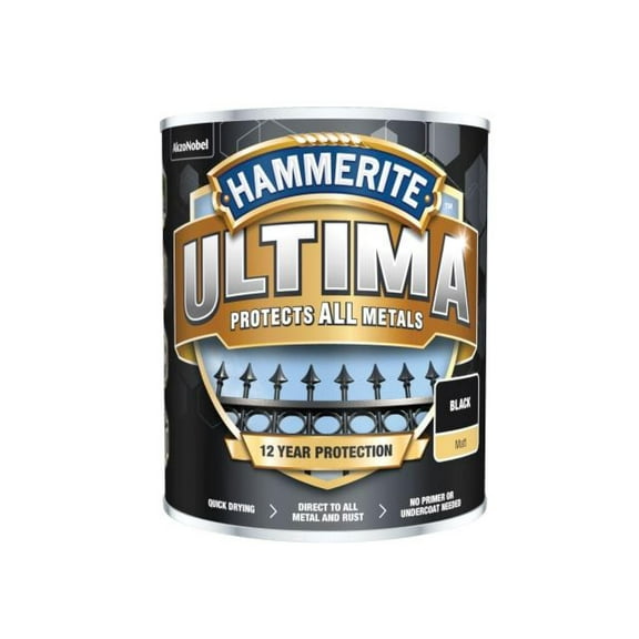 Hammerite - Ultima Metal Paint Matt Black 750ml