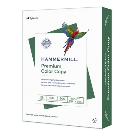 Hammermill 10246-7 Color Copy Paper, 100 Brightness, 28lb, 8.5 x 11, Photo White, 500/Ream