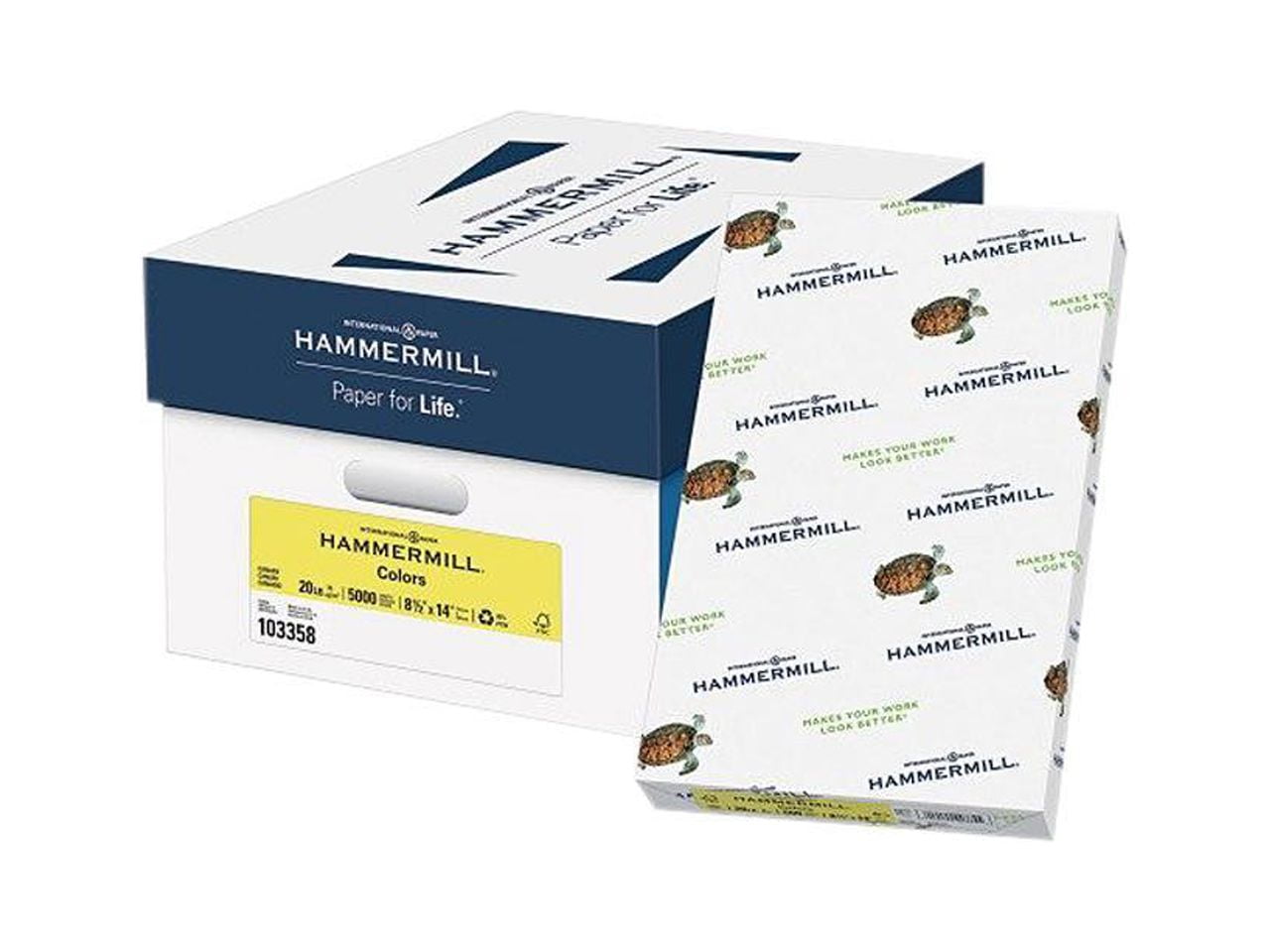Hammermill, HAM103358CT, Colors Recycled Copy Paper, 5000 / Carton, Canary