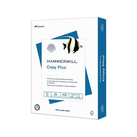 Hammermill 105007 Copy Plus Paper - White - 92 Brightness - Letter - 8 1/2" x 11" - 500 / Ream - FSC - Acid-free, Quick Drying