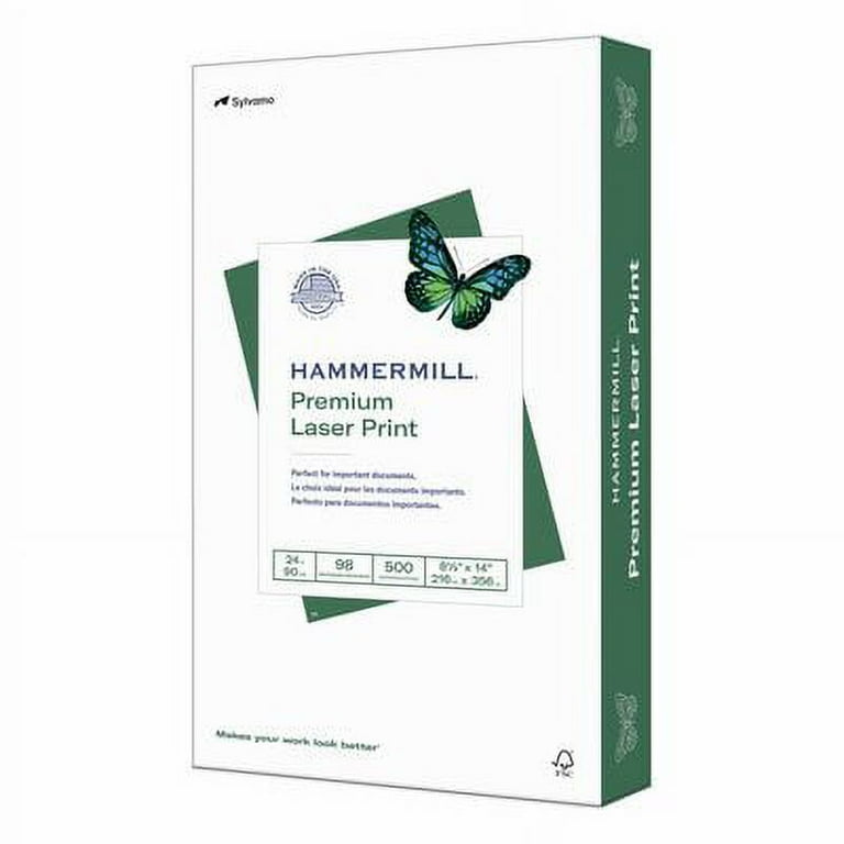 Premium Laser Print Paper, 98 Bright, 24 lb Bond Weight, 8.5 x 14, White, 500/Ream Premium Laser Print Paper, 98 Bright, 24 lb Bond Weight, 8.5 x 14, White, 500/Ream