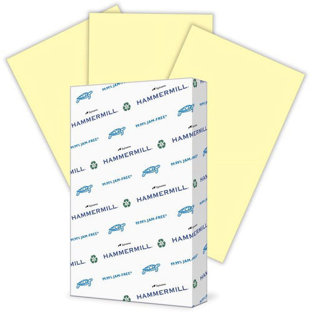 Hammermill Colors Recycled Copy Paper - Canary - Legal - 8 1/2" x 14" - 20 lb Basis Weight - 500 / Ream - FSC - Jam-free | Bundle of 2 Reams