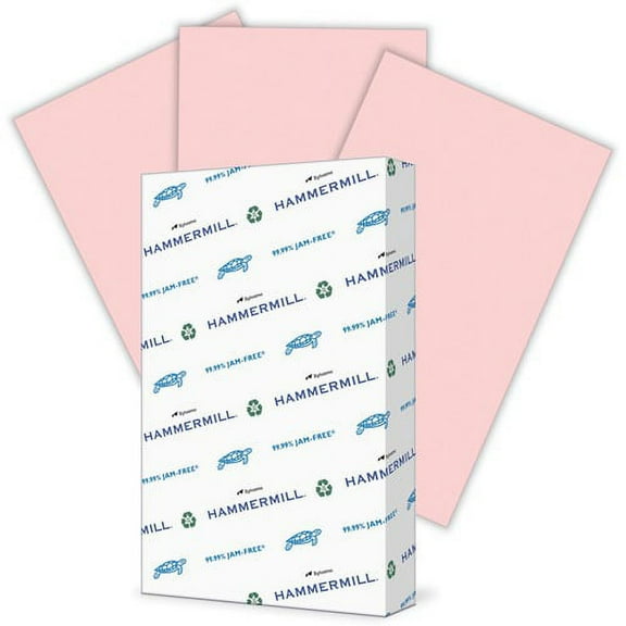 Hammermill Colors Recycled Copy Paper - Pink - 8 1/2" x 14" - 20 lb Basis Weight - Smooth - 500 / Ream - SFI - Acid-free, Archival-safe | Bundle of 2 Reams