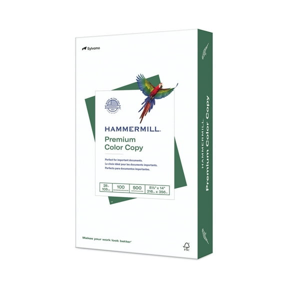 Hammermill Copy Paper, 100 Brightness, 28 lb., 8-1/2" x 14", Photo White, 500 per Ream