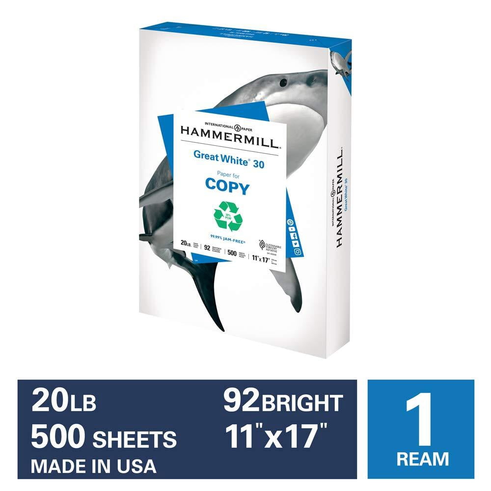 Hammermill Great White 30% Recycled 20lb Copy Paper, 11 x 17, 1 Ream ...