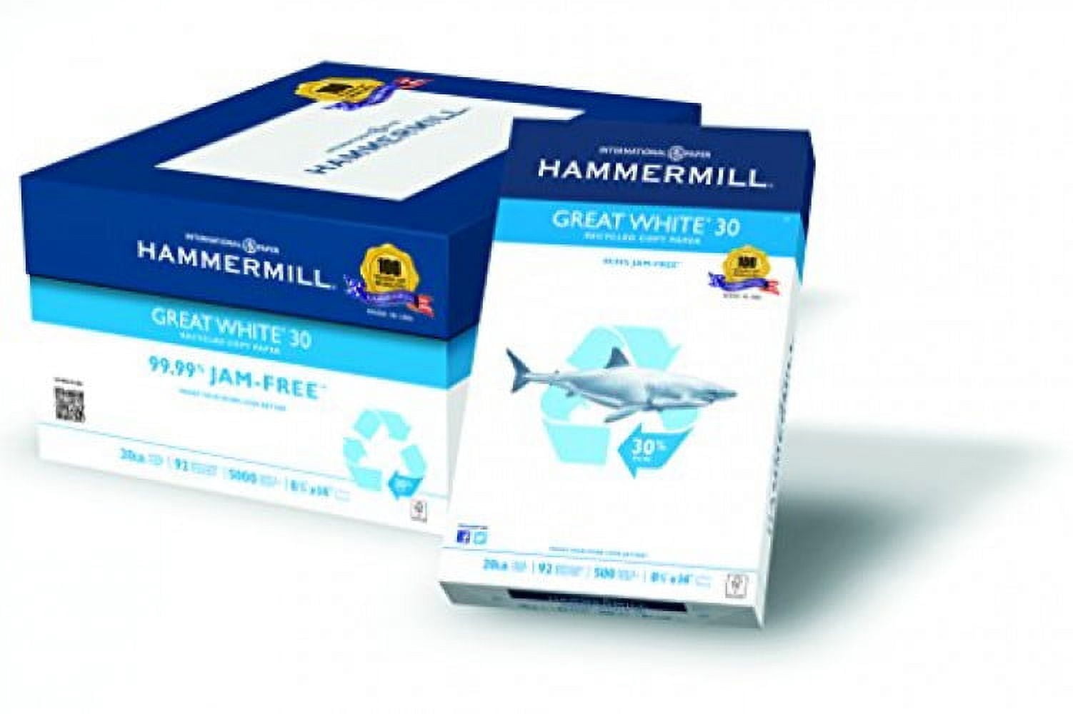 Hammermill Great White Copy & Multipurpose Paper, White, Recycled