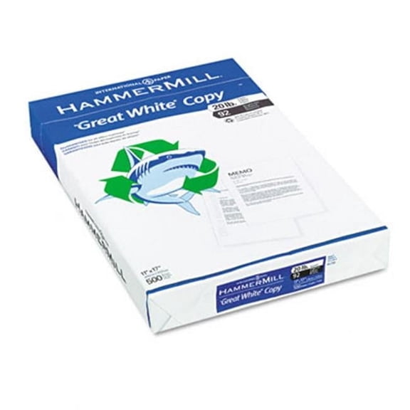 Hammermill Great White Recycled Copy Paper 92 Brightness 20lb 11 x 17 500 Sheets
