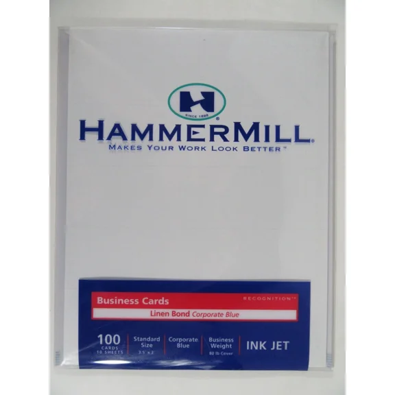 Hammermill Ink Jet Business Cards Linen Bond Corporate Blue 3.5" X 2" 100 New