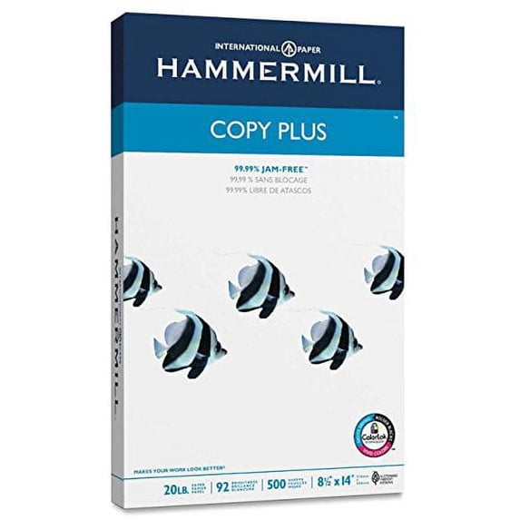 Hammermill KwHlGv Paper, Copy Plus, 20lb, 92 Bright, 8.5 x 14, Legal, 500 Sheets (2 Units)