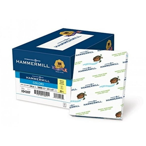Hammermill Paper, Colors Canary, 24lb, 8.5 x 11, Letter, 5000 Sheets / 10 Ream Case (104307C), Made In The USA