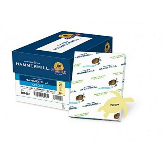 Hammermill Paper, Colors Ivory, 24lb, 8.5 x 11, Letter, 5000 Sheets / 10 ream Case(104406C), Made The USA