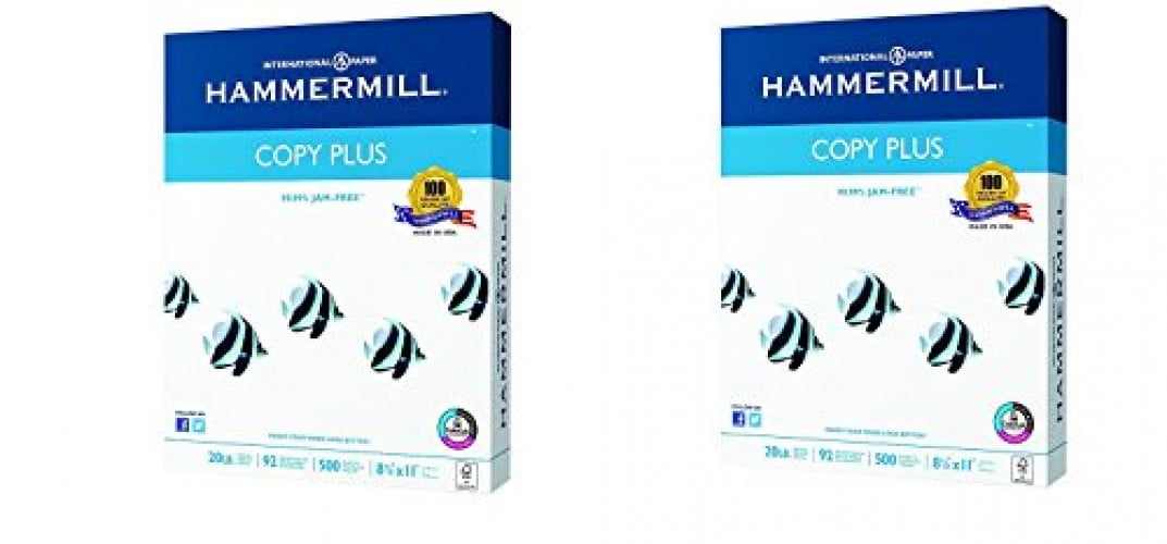 Hammermill Paper, Copy CnddjO Plus, 20lb, 8.5 x 11, letter, 92 Bright, 500 Count (Pack of 2)