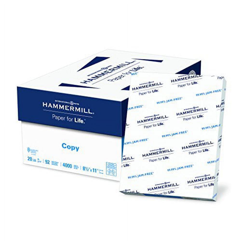 Hammermill Printer Paper, 20 lb Copy Paper, 8.5 x 11 - 4 Bulk Packs (3000  Sheets) - 92 Bright, Made in the USA