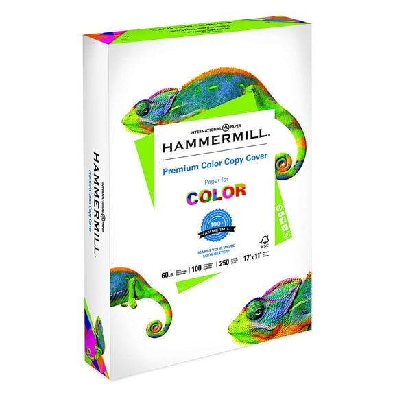 Hammermill Paper, Premium Color Copy Cover Cardstock, 17x11 Paper, 60lb Paper, 100 Bright, 1 Pack / 250 Sheets (122556C) Heavy Paper, Card Stock White
