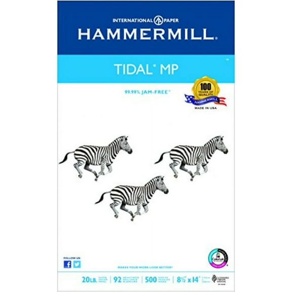 Hammermill Paper, Tidal MP, 20lb, 8.5 x 14, Legal, 92 Bright, 500 Sheet / 1 Ream (162016), Made The USA