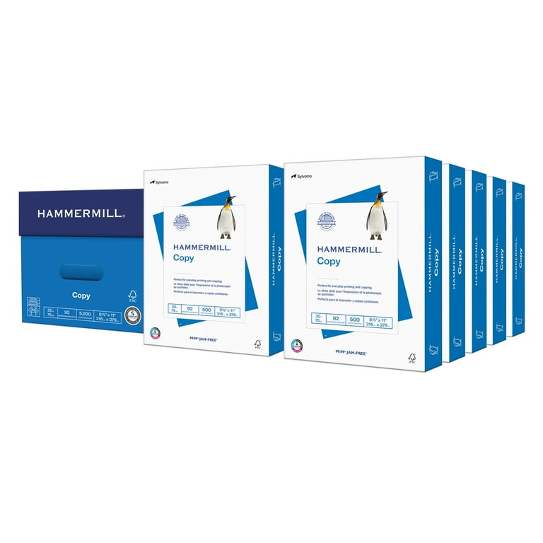  Hammermill Printer Paper, 20 Lb Copy Paper, 8.5 x 11 - 3 Ream  (1,500 Sheets) - 92 Bright, Made in the USA, 500 Count (pack of 3) : Office  Products