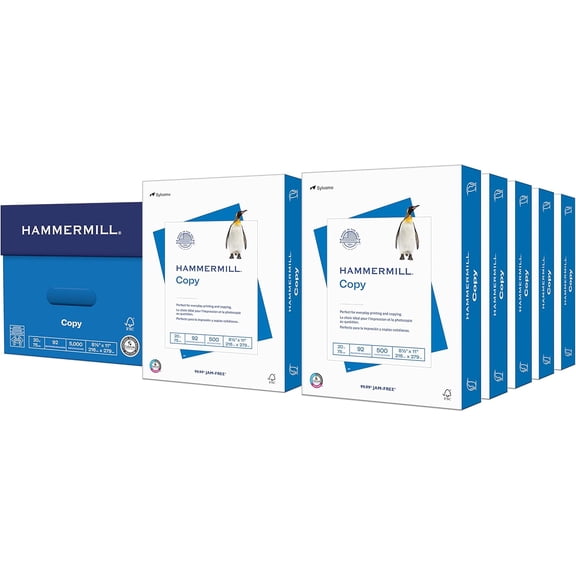 Hammermill Printer Paper, 20 lb Copy Paper, 8.5 x 11 - 10 Ream (5,000 Sheets) - 92 Bright