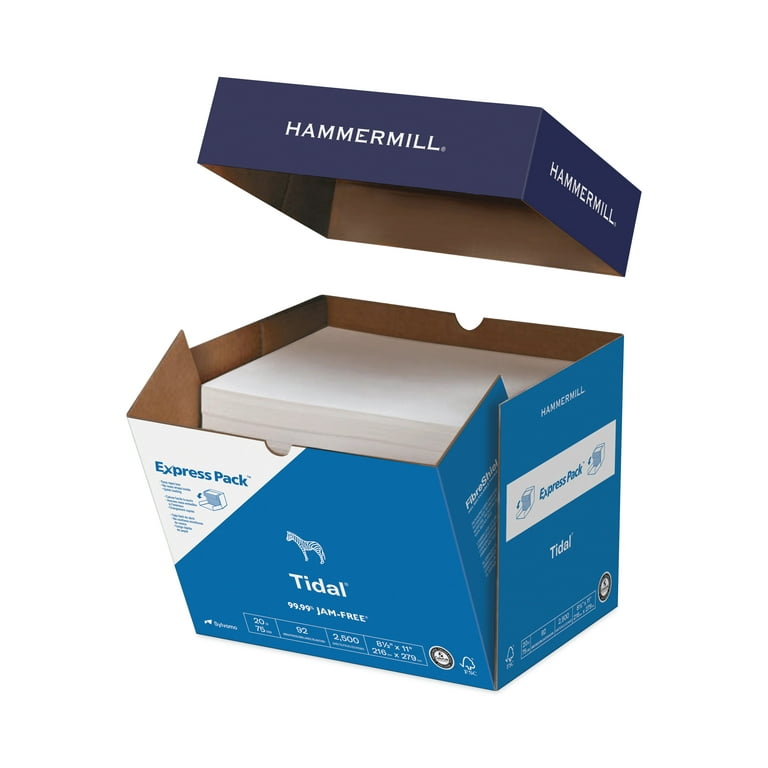 Hammermill Printer Paper, 20lb Tidal, 8.5x11, White, Express Pack, 2500  Sheets