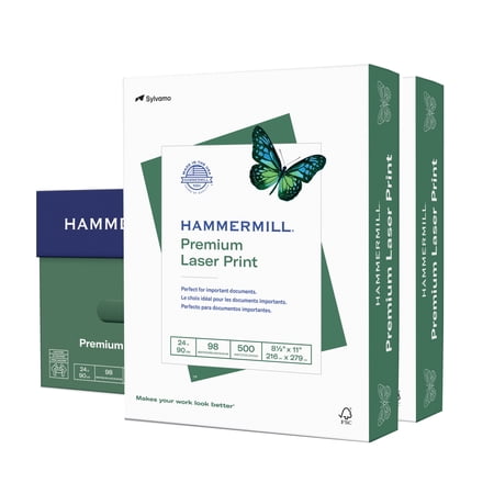 Hammermill Printer Paper, 24 lb. Laser Print, 8.5" x 11", 2 Ream, 1000 Sheets,Color