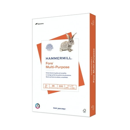 Hammermill - Fore 11" x 17" Multipurpose Paper, 24 lbs., 96 Brightness, 500 Sheets/Ream (102848) - White