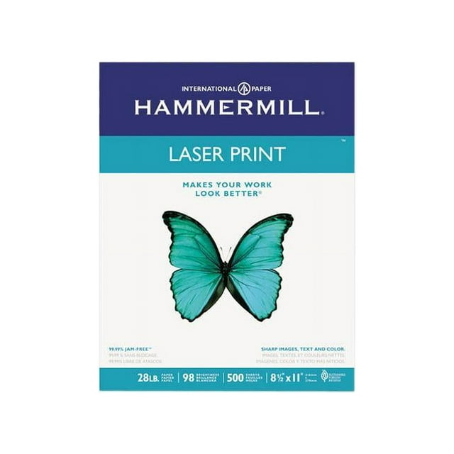 Hammermill Printer Paper, 28lb Premium Laser Print, 8.5x11, White, 1 Ream, 500 Sheets