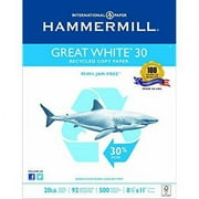 Hammermill Printer Paper, Great White 30% Recycled Paper, 8.5 x 11-1 Ream (500 Sheets) - 92 Bright, Made in the USA