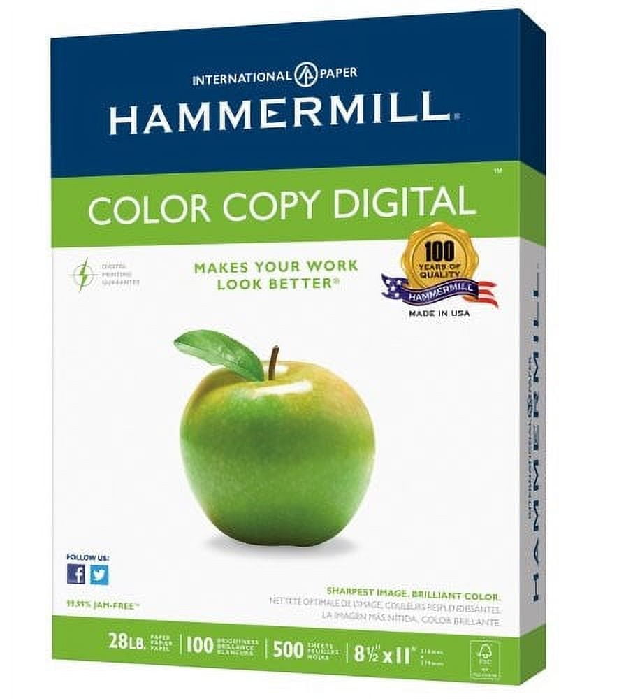  Hammermill Paper, Premium Color Copy Paper 8.5 x 11 Paper,  Letter Size, 28lb Paper, 100 Bright, 1 Ream / 500 Sheets (102467R) Acid  Free Paper - 5 Pack : Office Products